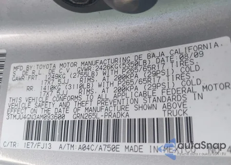 2010 Toyota Tacoma Prerunner V6 из США, поврежденный, VIN 3TMJU4GN3AM093600